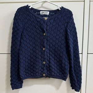 H&M Navy Textured Cropped Button-Front Cardigan